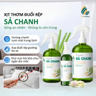 Xịt Đuổi Rệp Giường Mạt Bụi Ve Chó VUATINHDAU 500ml Tinh Dầu Thảo Mộc An Toàn Cho Nhà Cửa Mùi Sả Chanh