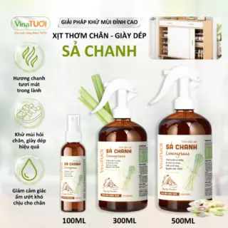 Xịt Khử Mùi Hôi Chân Giày VINA TƯƠI 300ml Tinh Dầu Thiên Nhiên Khử Khuẩn An Toàn Mùi Sả Chanh