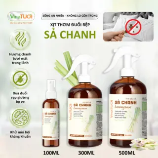 Xịt Đuổi Rệp Giường Mạt Bụi Ve Chó VINA TƯƠI 500ml Tinh Dầu Thảo Mộc An Toàn Cho Nhà Cửa Mùi Sả Chanh