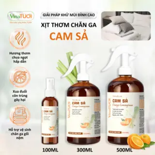 Chai Xịt Thơm Chăn Ga Gối Niệm Khử Mùi Khử Khuẩn Ẩm Mốc VINA TƯƠI 500ml Tinh Dầu Cam Sả