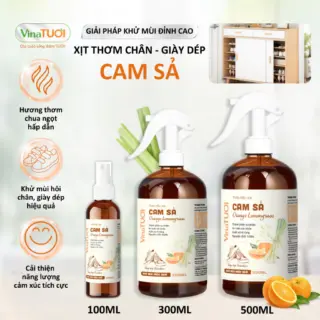 Xịt Khử Mùi Hôi Chân Giày VINA TƯƠI 300ml Tinh Dầu Thiên Nhiên Khử Khuẩn An Toàn Mùi Cam Sả