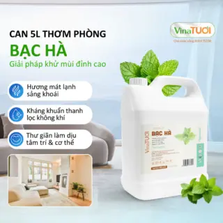 Tinh Dầu Xịt Phòng VINA TƯƠI Can 5L Khử Mùi Thiên Nhiên An Toàn Siêu Tiết Kiệm Mùi Bạc Hà