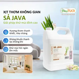Tinh Dầu Xịt Phòng VINA TƯƠI Can 5L Khử Mùi Thiên Nhiên An Toàn Siêu Tiết Kiệm Mùi Sả Java