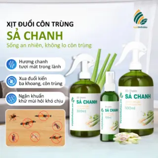 Xịt Đuổi Côn Trùng VUATINHDAU 300ml An Toàn Cho Bé, Khử Mùi Nhà Cửa Tinh Dầu Thiên Nhiên Mùi Sả Chanh