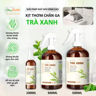 Chai Xịt Thơm Chăn Ga Gối Niệm Khử Mùi Khử Khuẩn Ẩm Mốc VINA TƯƠI 500ml Tinh Dầu Bạc Hà Lục