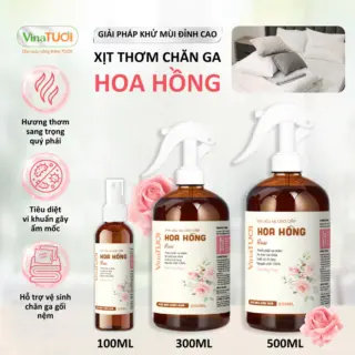 Chai Xịt Thơm Chăn Ga Gối Niệm Khử Mùi Khử Khuẩn Ẩm Mốc VINA TƯƠI 500ml Tinh Dầu Mùi Hoa Hồng