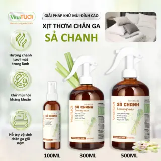 Chai Xịt Thơm Chăn Ga Gối Niệm Khử Mùi Khử Khuẩn Ẩm Mốc VINA TƯƠI 500ml Tinh Dầu Sả Chanh