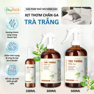 Chai Xịt Thơm Chăn Ga Gối Niệm Khử Mùi Khử Khuẩn Ẩm Mốc VINA TƯƠI 500ml Tinh Dầu Trà Trắng