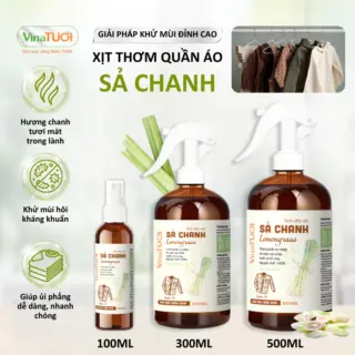 Xịt Thơm Quần Áo VINA TƯƠI 300ml Khử Mùi Lưu Hương An Toàn Mẹ Bầu, Bé Mùi Sả Chanh