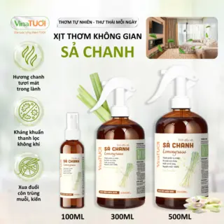 Bình Xịt Thơm Phòng Tinh Dầu Thiên Nhiên Vina Tươi 100ml Thư Giãn, Đuỗi Muỗi, Côn Trùng Mùi Sả Chanh