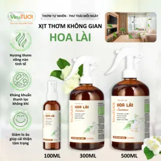 Bình Xịt Thơm Phòng Tinh Dầu Thiên Nhiên Vina Tươi 500ml Thư Giãn, Đuỗi Muỗi, Côn Trùng Mùi Hoa Lài