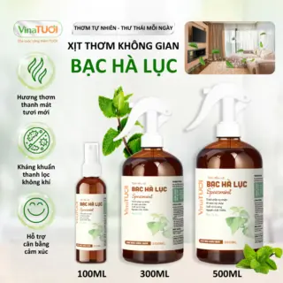 Bình Xịt Thơm Phòng Tinh Dầu Thiên Nhiên Vina Tươi 500ml Thư Giãn, Đuỗi Muỗi, Côn Trùng Mùi Bạc hà lục