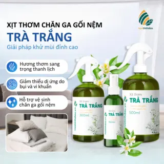 Chai Xịt Thơm Chăn Ga Gối Niệm Khử Mùi Khử Khuẩn Ẩm Mốc VUATINHDAU 300ml Tinh Dầu Trà Trắng