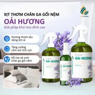 Chai Xịt Thơm Chăn Ga Gối Niệm Khử Mùi Khử Khuẩn Ẩm Mốc VUATINHDAU 300ml Tinh Dầu Oải Hương