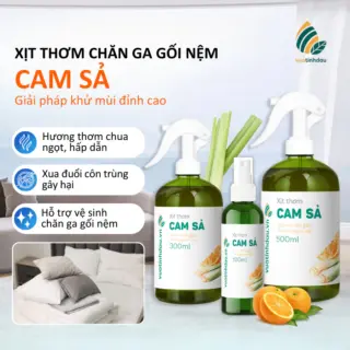 Chai Xịt Thơm Chăn Ga Gối Niệm Khử Mùi Khử Khuẩn Ẩm Mốc VUATINHDAU 300ml Tinh Dầu Cam Sả