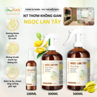Bình Xịt Thơm Phòng Tinh Dầu Thiên Nhiên Vina Tươi 500ml Thư Giãn, Đuỗi Muỗi, Côn Trùng Mùi Ngọc Lan Tây
