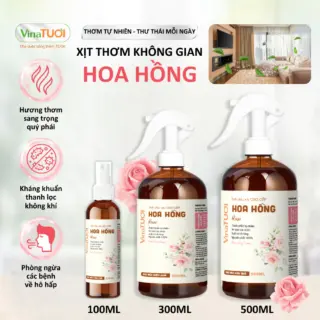 Bình Xịt Thơm Phòng Tinh Dầu Thiên Nhiên Vina Tươi 500ml Thư Giãn, Đuỗi Muỗi, Côn Trùng Mùi Hoa Hồng