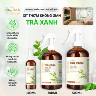 Bình Xịt Thơm Phòng Tinh Dầu Thiên Nhiên Vina Tươi 300ml Thư Giãn, Đuỗi Muỗi, Côn Trùng Mùi Trà Xanh