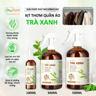 Xịt Thơm Quần Áo VINA TƯƠI 500ml Khử Mùi Lưu Hương An Toàn Mẹ Bầu, Bé Mùi Trà xanh