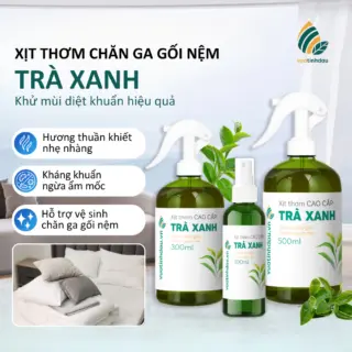 Chai Xịt Thơm Chăn Ga Gối Niệm Khử Mùi Khử Khuẩn Ẩm Mốc VUATINHDAU 300ml Tinh Dầu Trà Xanh