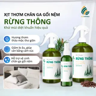 Chai Xịt Thơm Chăn Ga Gối Niệm Khử Mùi Khử Khuẩn Ẩm Mốc VUATINHDAU 300ml Tinh Dầu Rừng Thông