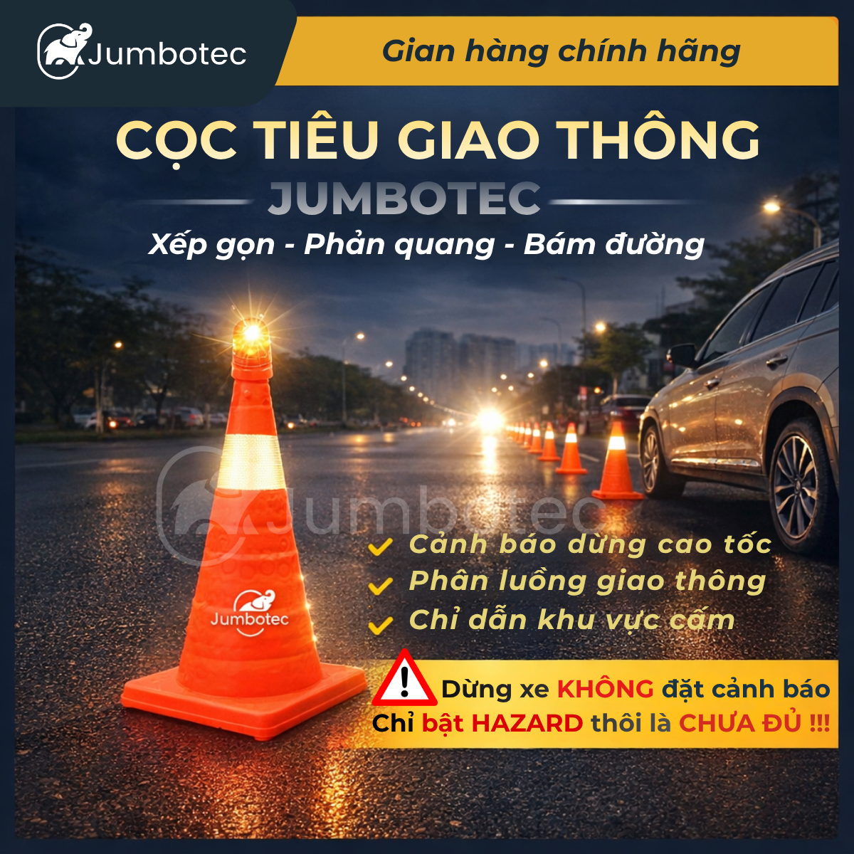 Cọc tiêu cảnh báo giao thông gấp gọn Jumbotec (loại lớn) - Hình ảnh 2