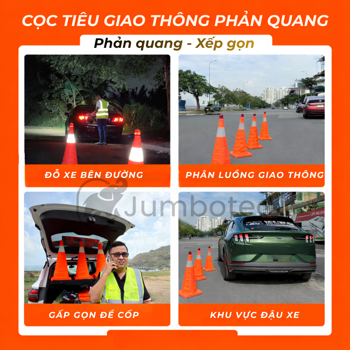 Cọc tiêu cảnh báo giao thông gấp gọn Jumbotec (loại lớn) - Hình ảnh 4