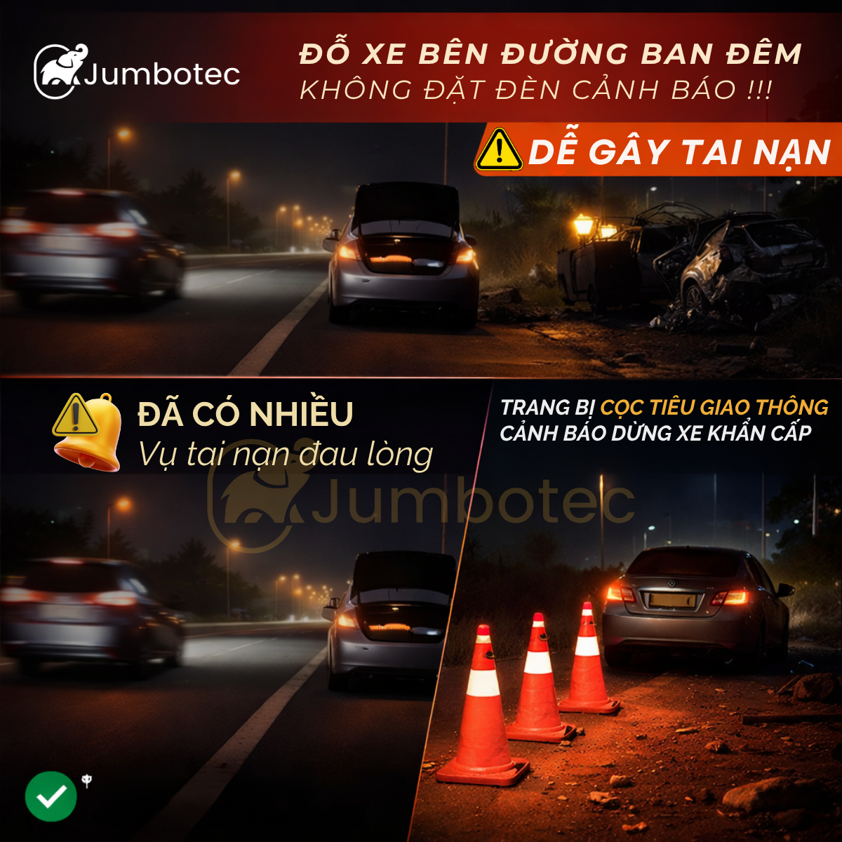 Cọc tiêu cảnh báo giao thông gấp gọn Jumbotec (loại lớn) - Hình ảnh 3