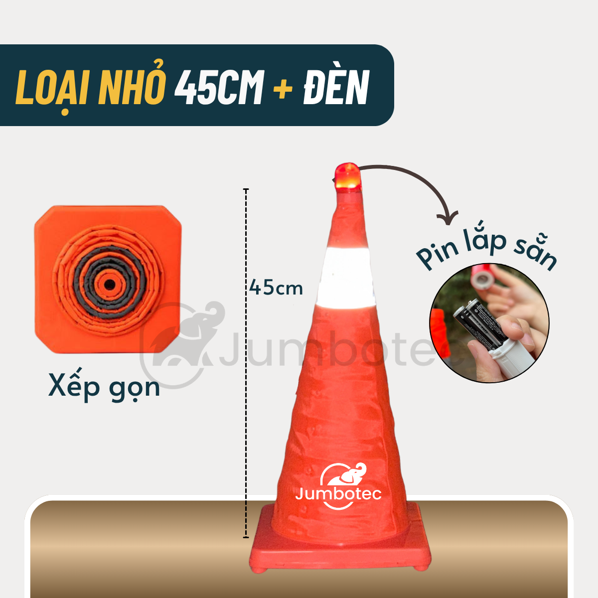 Cọc tiêu cảnh báo giao thông gấp gọn Jumbotec (loại nhỏ)