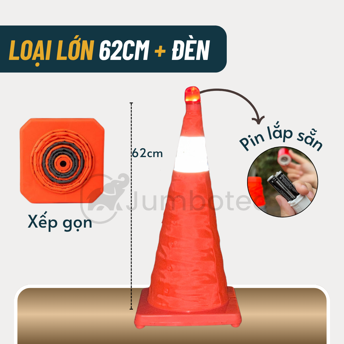 Cọc tiêu cảnh báo giao thông gấp gọn Jumbotec (loại lớn)
