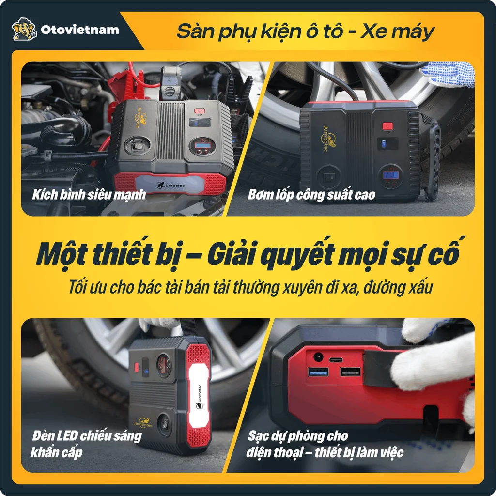 Jumbotec BM600 Máy Bơm Lốp Kiêm Kích Bình Công Suất Cao 24.000mAh - Hình ảnh 2