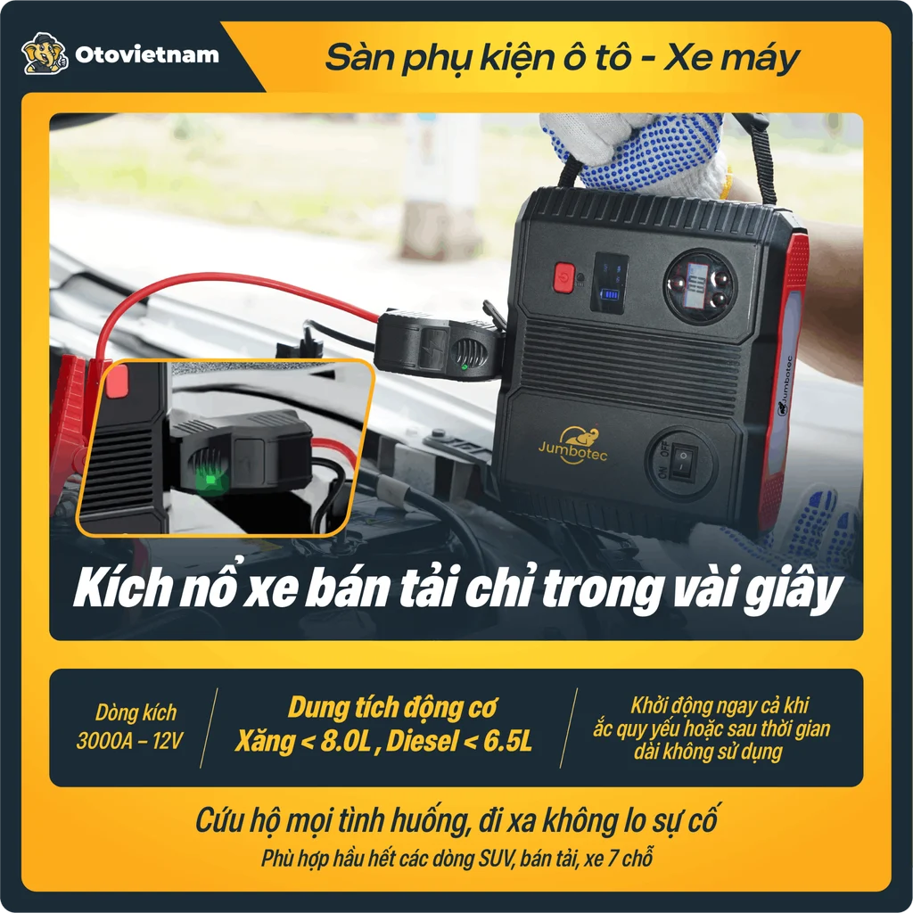 Jumbotec BM600 Máy Bơm Lốp Kiêm Kích Bình Công Suất Cao 24.000mAh - Hình ảnh 3