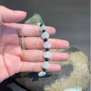 Chuỗi Đeo Tay Ngọc Phỉ Thúy Hình Trái Tim Mix Đá Hạt Lựu Bi Nhỏ